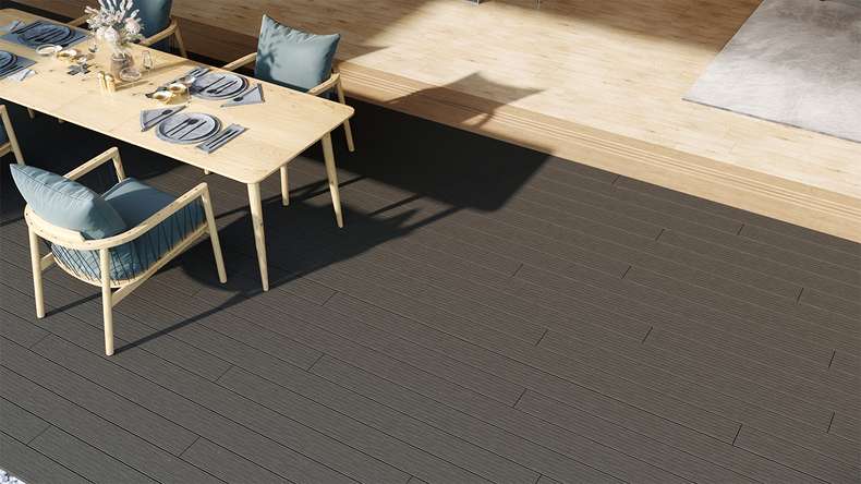 planeo LightWood WPC Terrassendiele Hohlkammer - Dunkelgrau 4.2m gerillt/genutet
