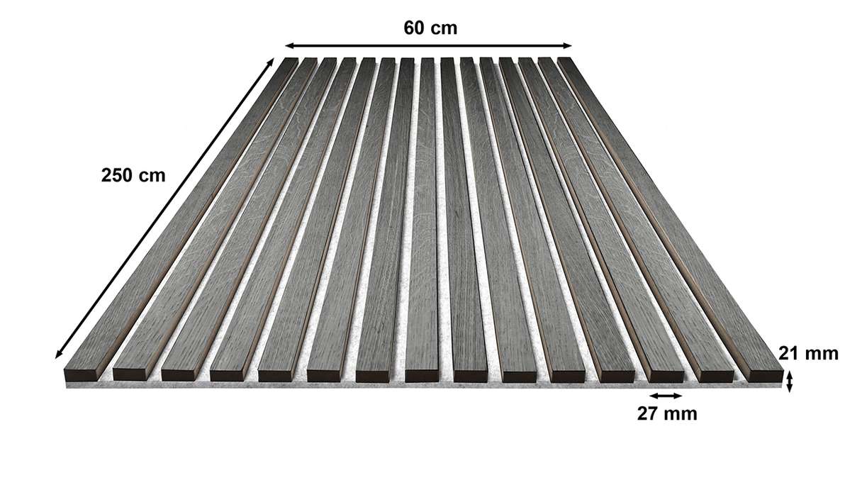 Pannelli acustici Skaben SilentWall Pro - Grigio rovere - 250 x 60 cm