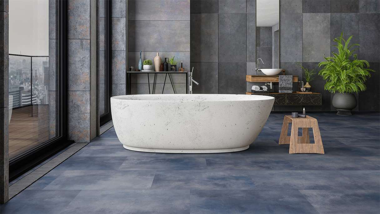 Gerflor Sol PVC clipsable - Virtuo 55 Rigid Acoustic Acuarela Ink | isolation phonique intégrée (39071475)