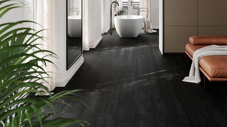 planeo Vinile rigido a incastro - Legno nero | Isolamento acustico integrato (100P190-N)