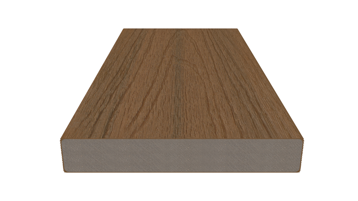 planeo UNIDeck - Lame de terrasse en WPC CoEx, finition « Burma Teak », 3 m - texturée / brossée lisse