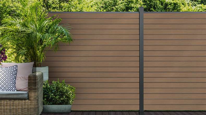 planeo Gardence Trendy - BPC-Rhombus-Steckzaun - Teak co-extrudiert 180 x 180 cm