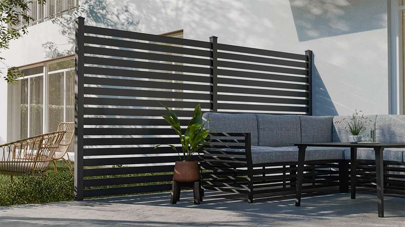 planeo Gardence Metallic Edge - Alu-Gartenzaun Quadratisch Anthrazit | DB703
