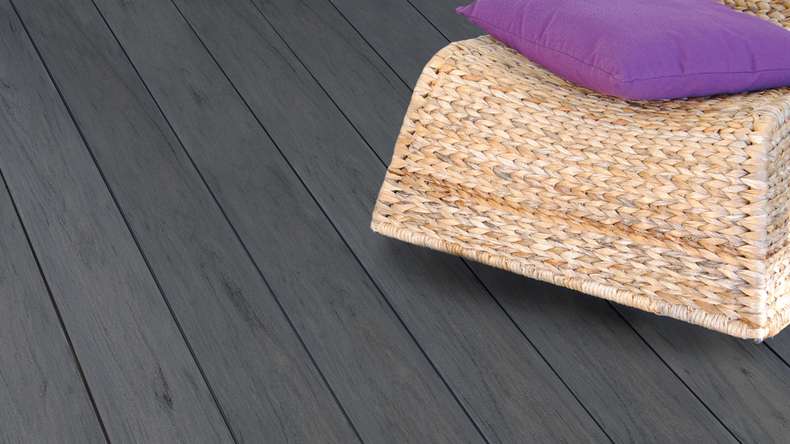 planeo terrasse composite - lame massive chêne fumé gaufré/strié - 1m à 6m