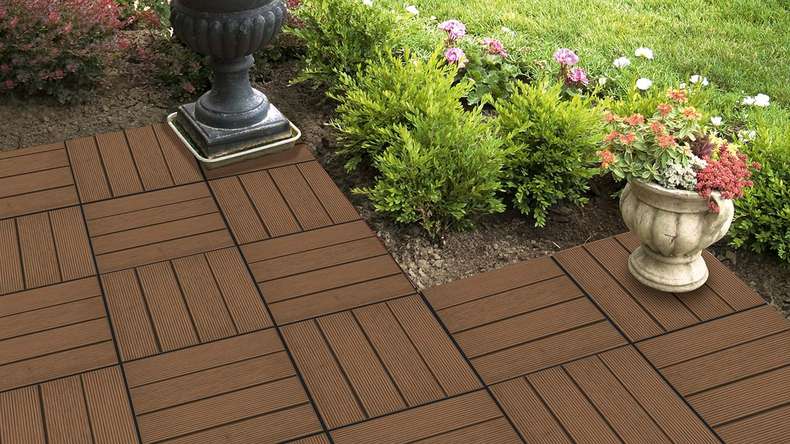 piastrella per terrazza in legno planeo termo-cenere scanalata 30x30 cm - 6 pz.