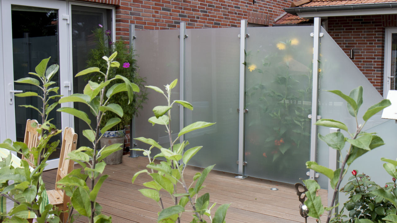 Planeo Ambiente Glas Sichtschutz Hochkant Satiniert 90 X 180 Cm Gartenzaune