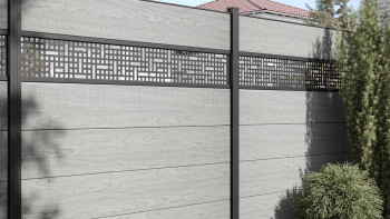 planeo Gardence Simply - PVC-Steckzaun Quadratisch Grey Ash Cut 180x180 cm