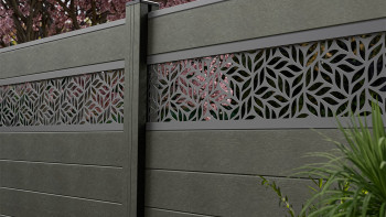 planeo Gardence Strong - BPC-Steckzaun Leafs Anthrazitgrau 180 x 180 cm