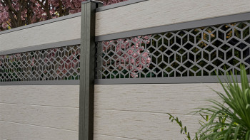 planeo Gardence Strong - BPC-Steckzaun Cube Bi-Color Sand 180 x 180 cm