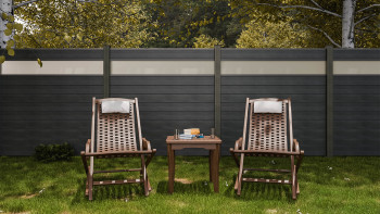 planeo Gardence Strong - BPC-Steckzaun Glas Satiniert Steingrau co-ex 180 x 180 cm