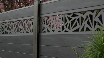 planeo Gardence Strong - BPC-Steckzaun Triangle Steingrau co-ex 180 x 180 cm