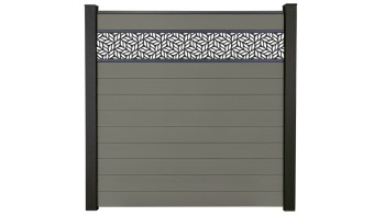 planeo Gardence Strong - BPC-Steckzaun Leafs Grau 180 x 180 cm