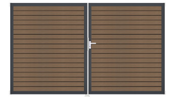 planeo Gardence Trendy - BPC-Rhombus-Tor - DIN Rechts 2-flügelig Teak co-ex mit Anthrazit Alu-Rahmen | DB703