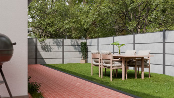 planeo Gardence Resistant - HPL-Steckzaun Betongrau 180 x 183 cm