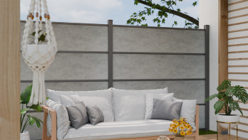 planeo Gardence Resistant - HPL-Steckzaun Betongrau 180 x 183 cm