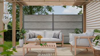 planeo Gardence Resistant - HPL-Steckzaun Betongrau 180 x 183 cm