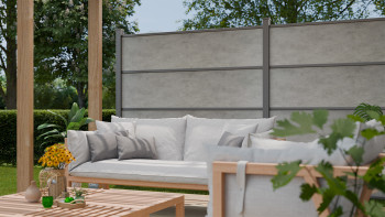 planeo Gardence Resistant - HPL-Steckzaun Betongrau 180 x 183 cm