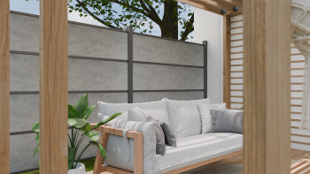 planeo Gardence Resistant - HPL-Steckzaun Betongrau 180 x 183 cm