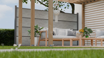 planeo Gardence Resistant - HPL-Steckzaun Betongrau 180 x 183 cm