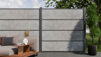 planeo Gardence Resistant - HPL-Steckzaun Betongrau 180 x 183 cm