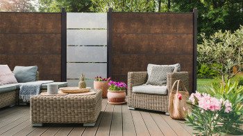 planeo Gardence Resistant - HPL-Steckzaun Rostoptik 180 x 183 cm