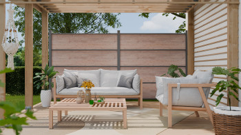 planeo Gardence Resistant - HPL-Steckzaun Holzoptik 180 x 183 cm