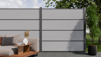 planeo Gardence Resistant - HPL-Steckzaun Uni Grau 180 x 183 cm