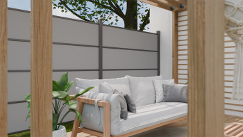planeo Gardence Resistant - HPL-Steckzaun Uni Grau 180 x 183 cm