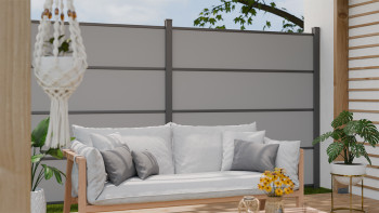 planeo Gardence Resistant - HPL-Steckzaun Uni Grau 180 x 183 cm