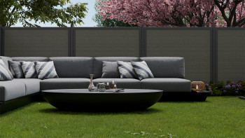 planeo Gardence Simply Guard - PVC-Gartenzaun Monument Oak mit Alu-Rahmen in Anthrazit 180 x 180 cm
