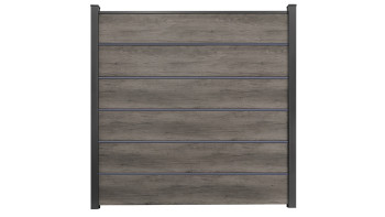 planeo Gardence Simply Premium - PVC-Steckzaun Monument Oak mit Lisenen in Anthrazit 180 x 180 cm