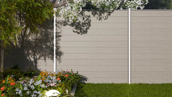 planeo Gardence Simply Small - PVC-Steckzaun Grey Ash Cut 180 x 180 cm