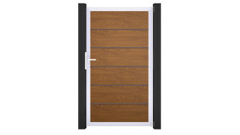 planeo Gardence Simply Premium - PVC-Universaltor Golden Oak mit Alu-Rahmen in Silber | EV1 100 x 180 cm 