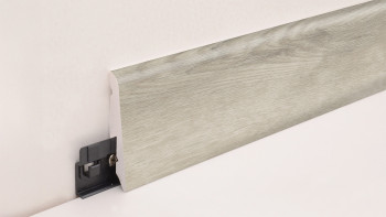 planeo Sockelleiste SolutionX 2in1 - 2400 x 14 x 58 mm Eiche Hellgrau (SL0076)