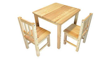 planeo Kinder Tisch- und Stuhl-Set aus Kiefernholz