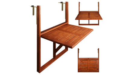 Balkonhängetisch Akazienholz 65 x 45 x 87 cm klappbar