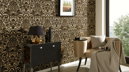 Vinyltapete Beflockt Castello Architects Paper Ornamente Schwarz 834