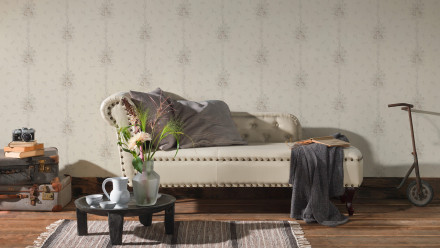 Vinyltapete grau Klassisch Retro Landhaus Ornamente Blumen & Natur Château 5 005