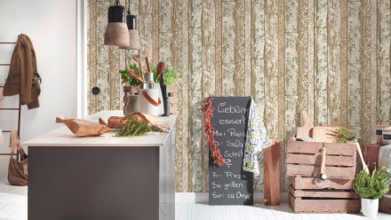 Vinyltapete grün Vintage Blumen & Natur Holz Neue Bude 2.0 192
