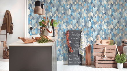 Vinyltapete blau Modern Klassisch Uni Streifen Trendwall 863