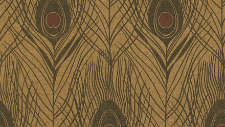 Vinyltapete Absolutely Chic Architects Paper Retro Pfauenfedern Metallic Braun Schwarz 718
