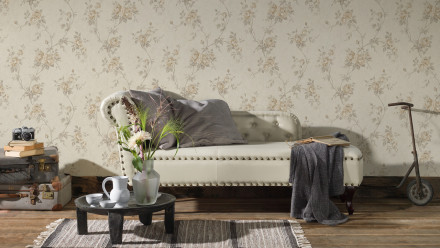 Vinyltapete braun Retro Klassisch Blumen & Natur Romantico 263