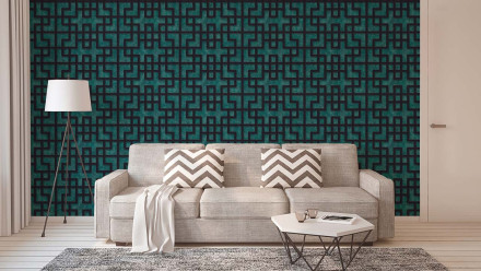 Vinyltapete blau Modern Retro Blumen & Natur Bilder Asian Fusion 651