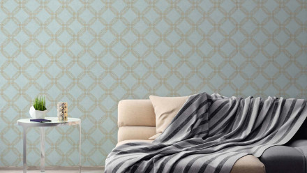 Vinyltapete blau Modern Retro Ornamente Streifen Pop Style 772