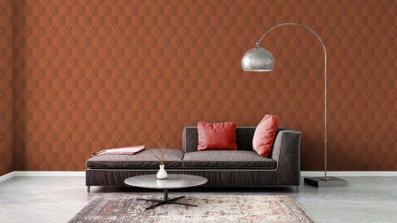 Vinyltapete orange Modern Retro Ornamente Streifen Pop Style 784