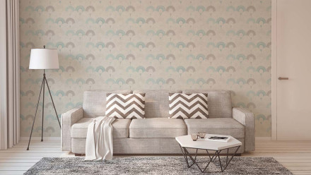 Vinyltapete grau Modern Retro Ornamente Streifen Pop Style 804