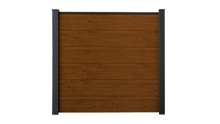 planeo Basic - PVC-Steckzaun Quadratisch Golden Oak 180 x 180 cm