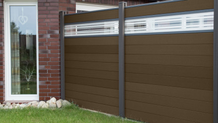 planeo Solid - Gartenzaun Designblende Glas30 Terra