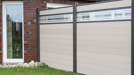 planeo Solid - Gartenzaun Designblende Glas30 BiColor Weiß