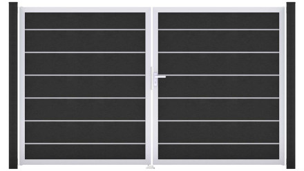 planeo Gardence Deluxe - BPC-Tor - DIN Rechts 2-flügelig Anthrazitgrau mit Silber-Alurahmen 